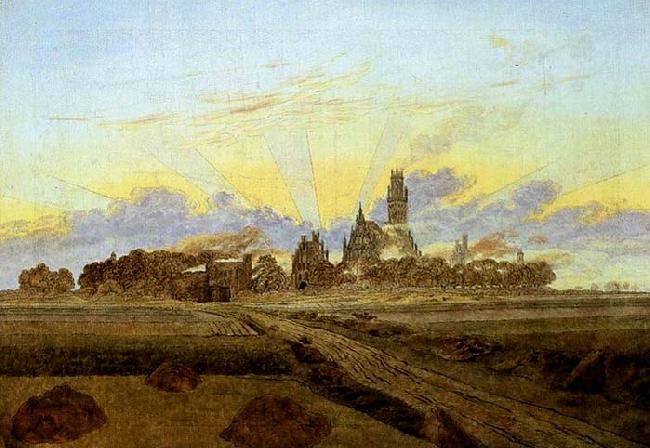 Caspar David Friedrich Neubrandenburg in Flames China oil painting art